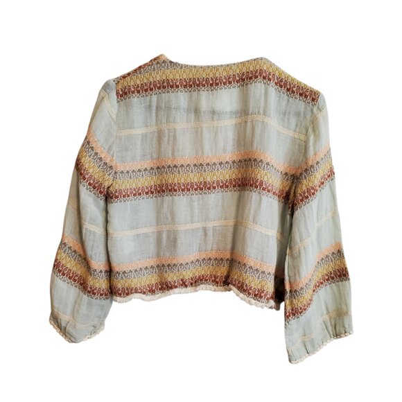 ZARA Cropped Linen Blend Cottage Core Farmhouse Cardigan Medium - Picture 4 of 16